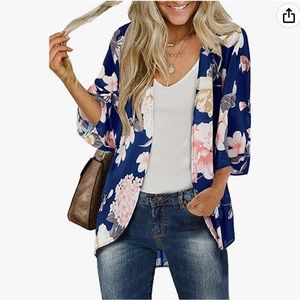Women's Floral Kimono Cardigans Chiffon Casual Loose Open Front Cover Ups Tops